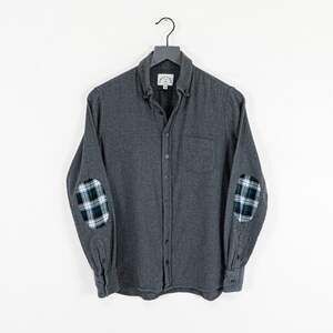 KIRRIN FINCH Gray Flanney Button Down Shirt Elbow Patch size 6